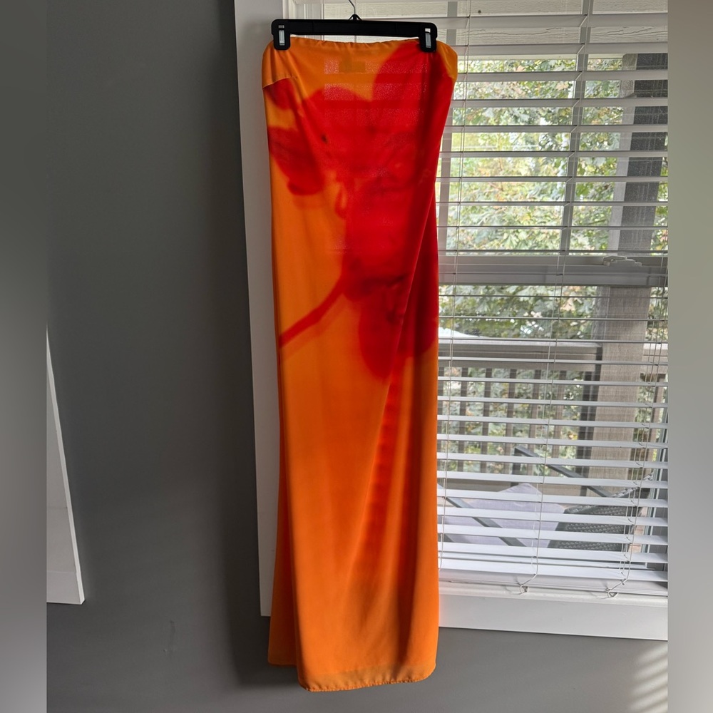 Meshki Amaya Strapless Dress in Orange and Red - Picture 3 of 4